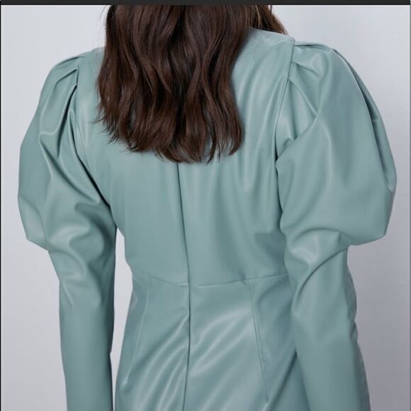 ZARA Faux Leather Mini Dress.Size S - Picture 4 of 15
